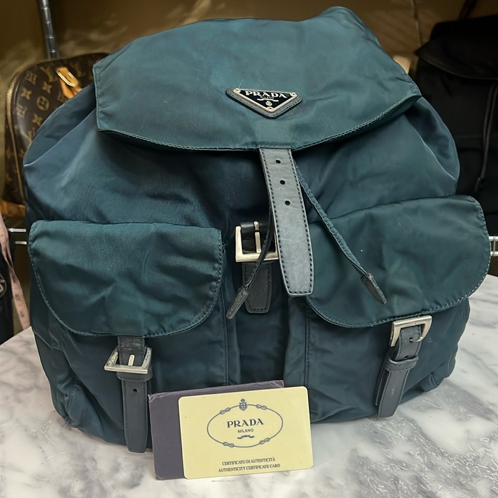 Vintage Prada | Nylon Backpack Oceano Color with COA card